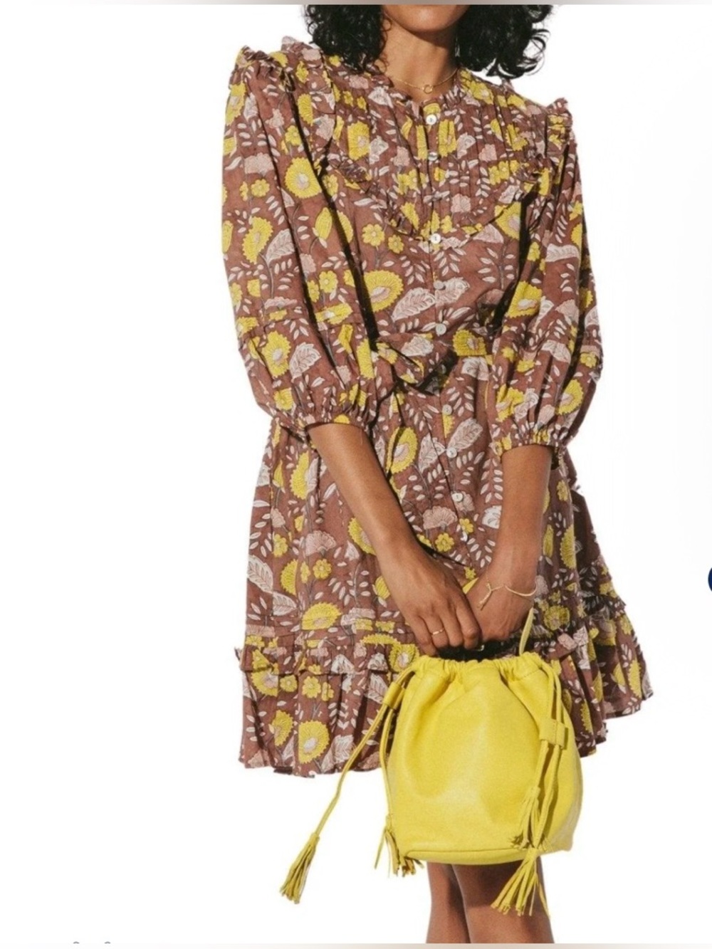 Cleobella Emma Tiered Mini Dress in Dahlia Block Print Women Small